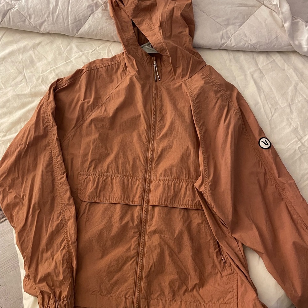 Vuori Lightweight Hooded Windbreaker Jacket in Rust